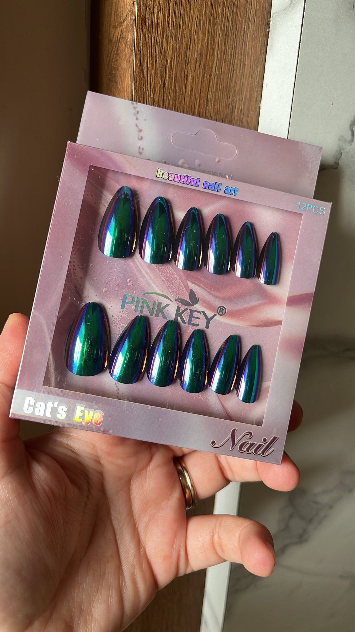 Peacock holographic nails