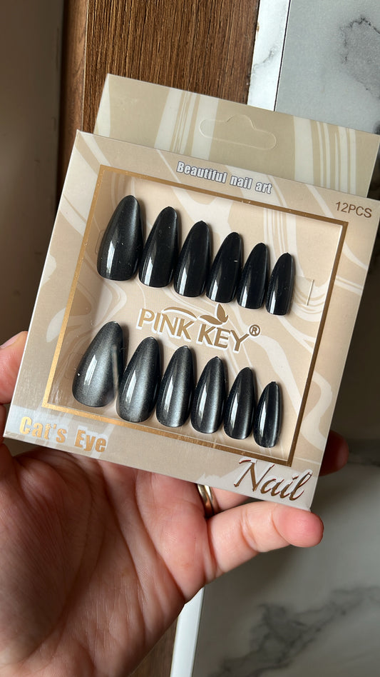 Black with silver cat eye