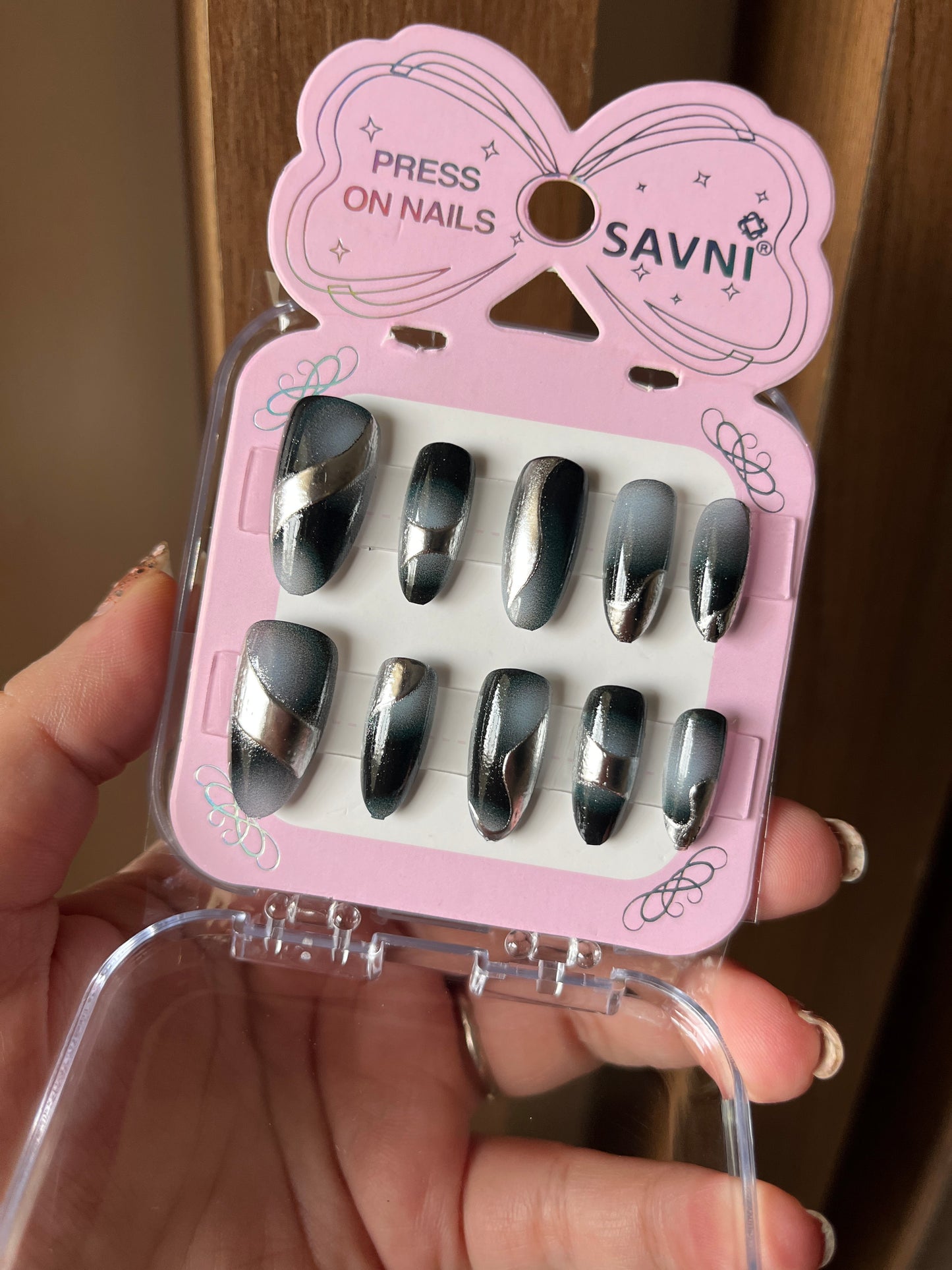 Black silver premium nails