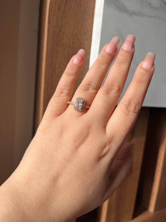 Gold Princess Cut Solitaire ring