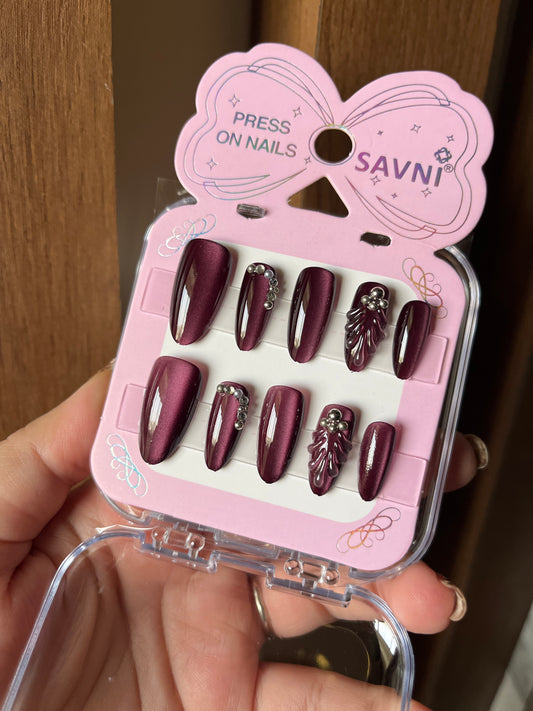 Wine cat eye premium nails