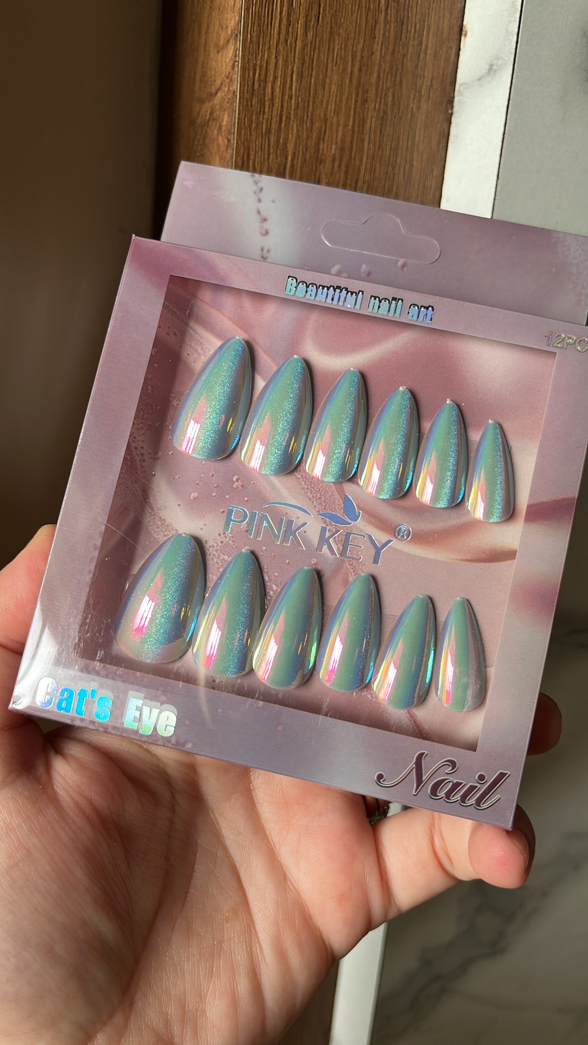 Blue holographic nails