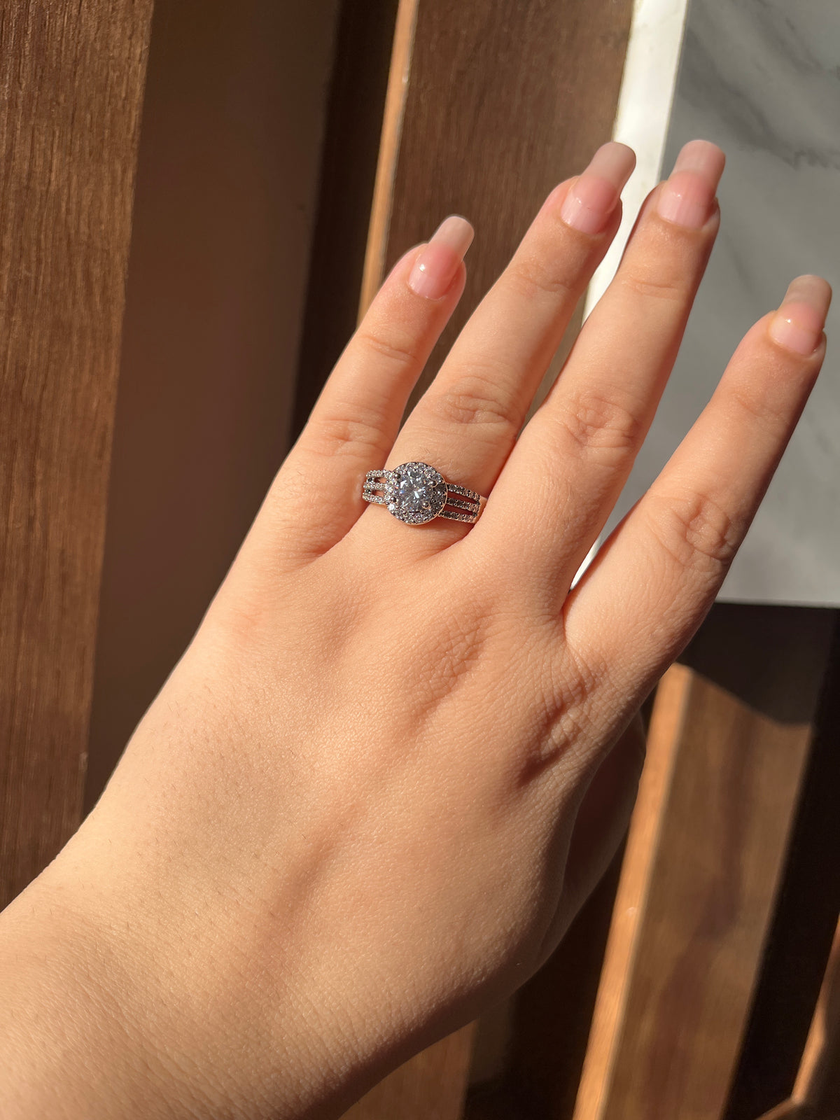 Silver 3 Layer AD Solitaire ring
