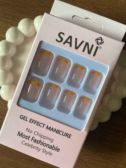 Yellow french tip set of 12 nails