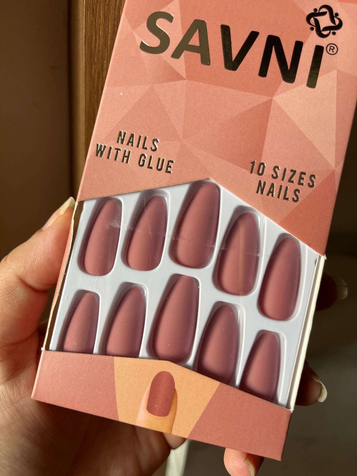 Dark Pink matte nails with tabs