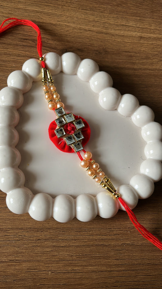Red Kundan Rakhi
