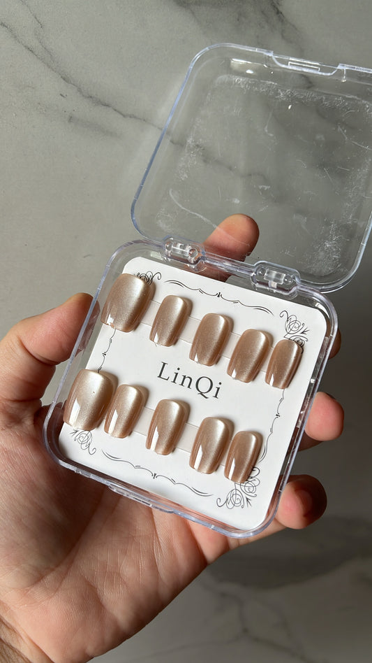 Dark Nude Cat eye nails