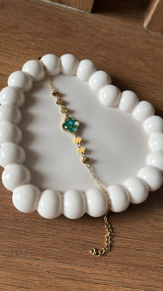 Clover Charm - Green Chain Bracelet