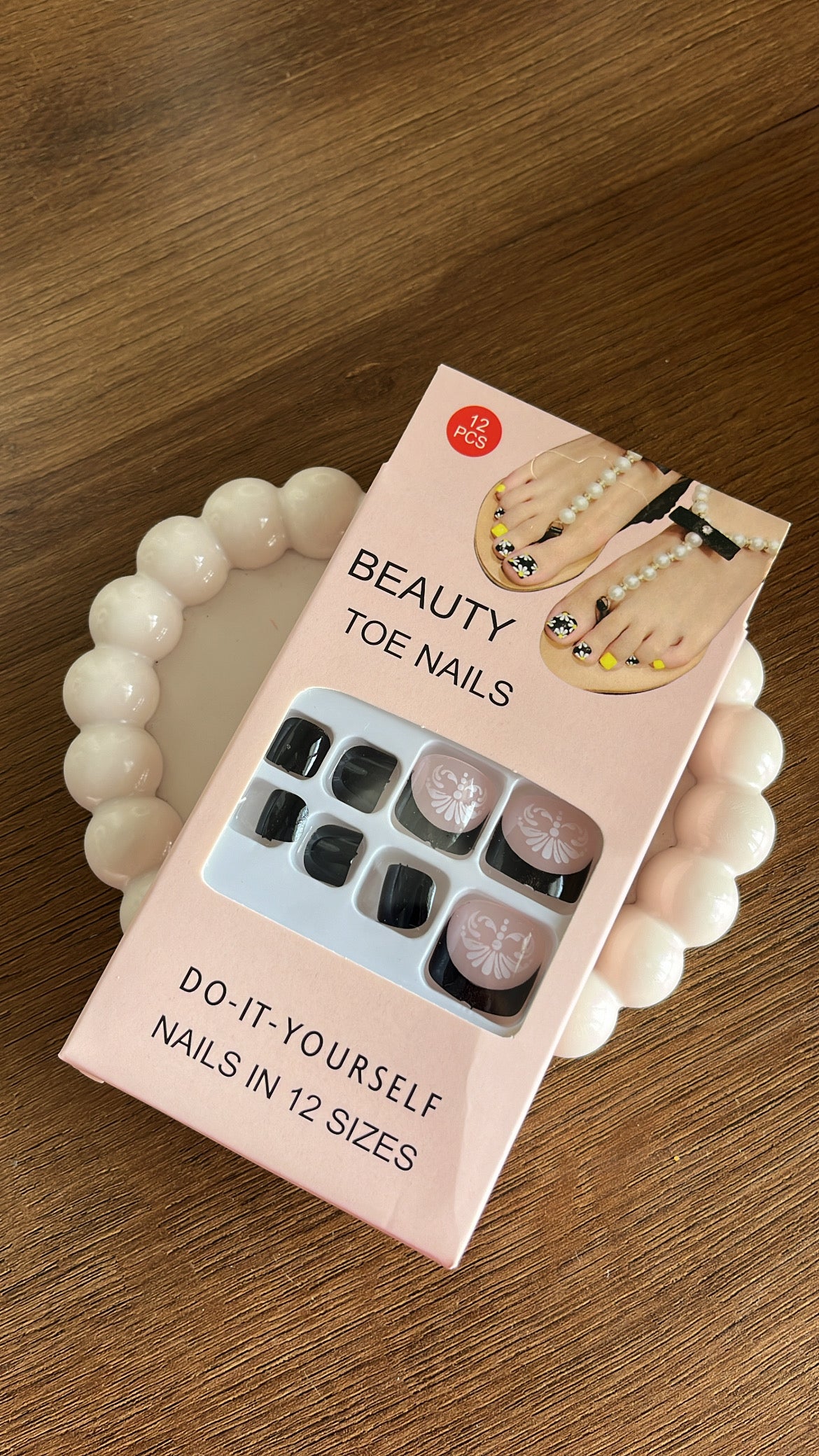 Black French tip Toe Nails