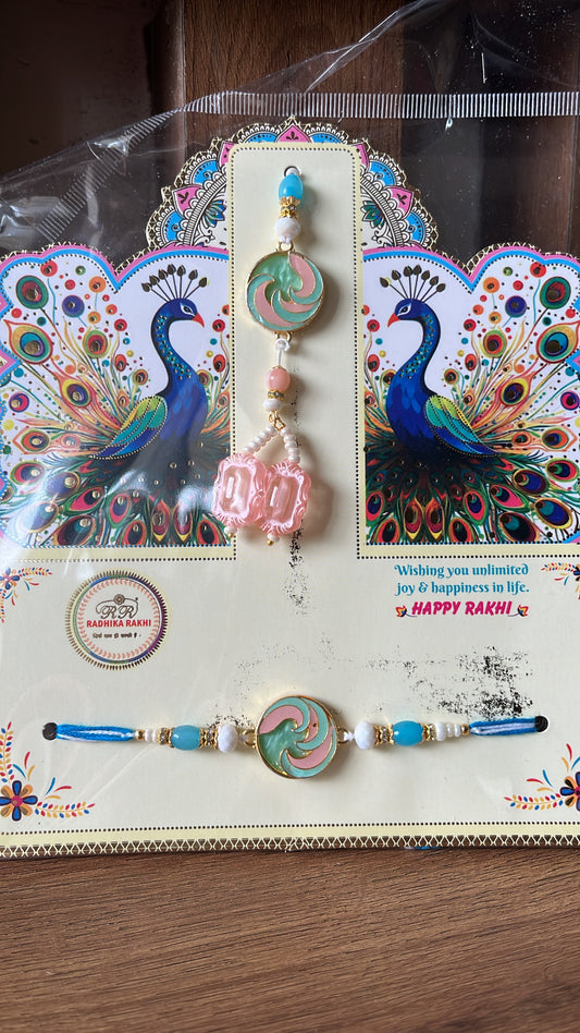 Pastel Bhai Bhabhi Rakhi Lumba set