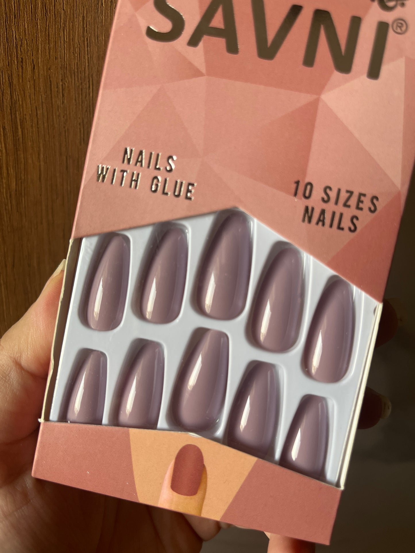 Lavender gloss nails with tabs