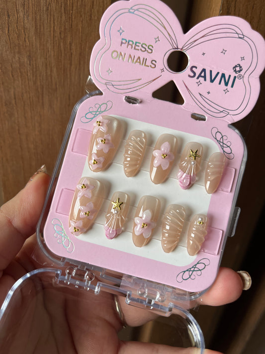 Floral nude premium nails