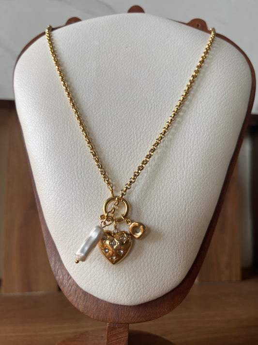 Removable charm necklace- AD heart