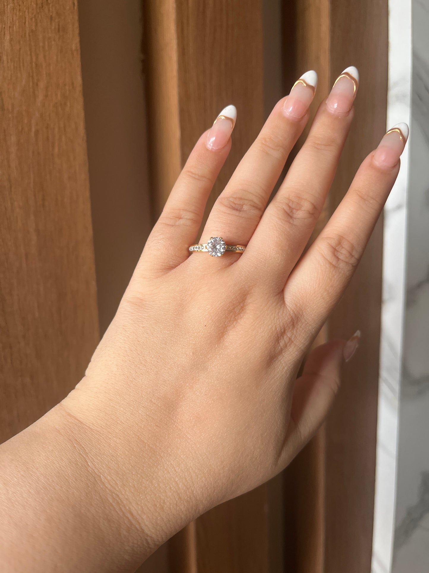 AD band solitaire ring