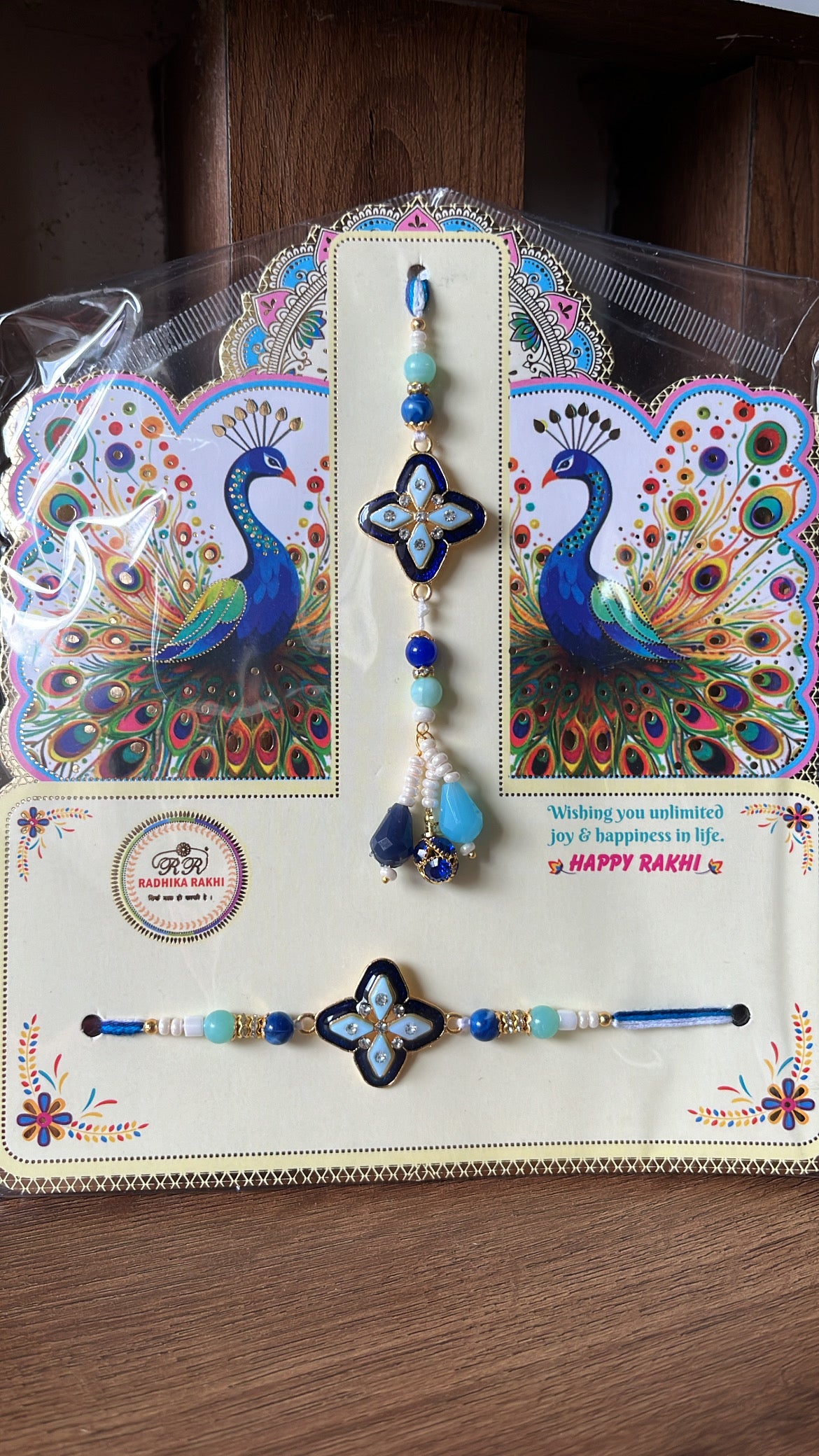 Blue Bhai Bhabhi Rakhi Lumba set
