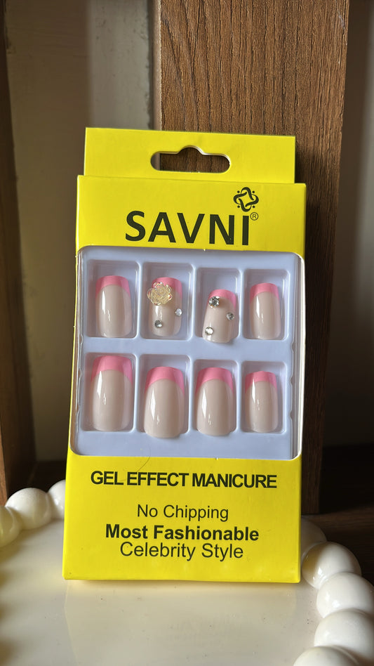 Pink tip stone nails