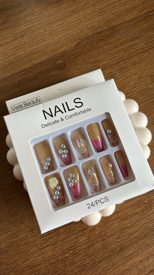 Pink Tip Stone Nails