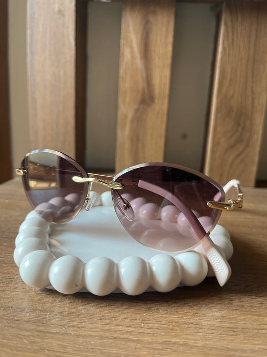 Brown cream rimless sunglasses