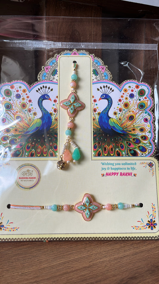 Pastel Bhai Bhabhi Rakhi Lumba set