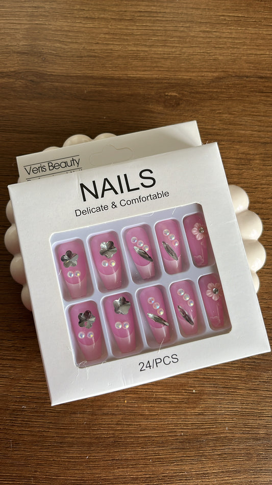 Pink Stone Nails