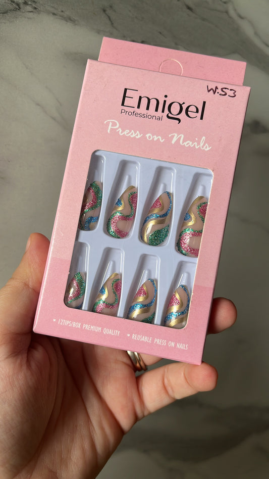 Party Swirl Nails - Pack of 12 nails