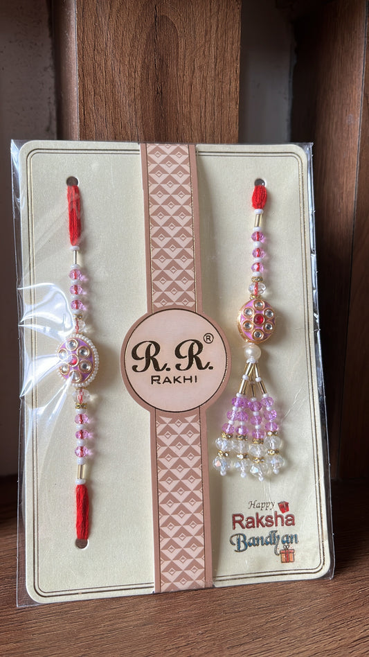 Pink Bhai Bhabhi Rakhi Lumba set