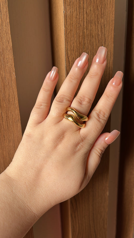 Double layered chunky ring