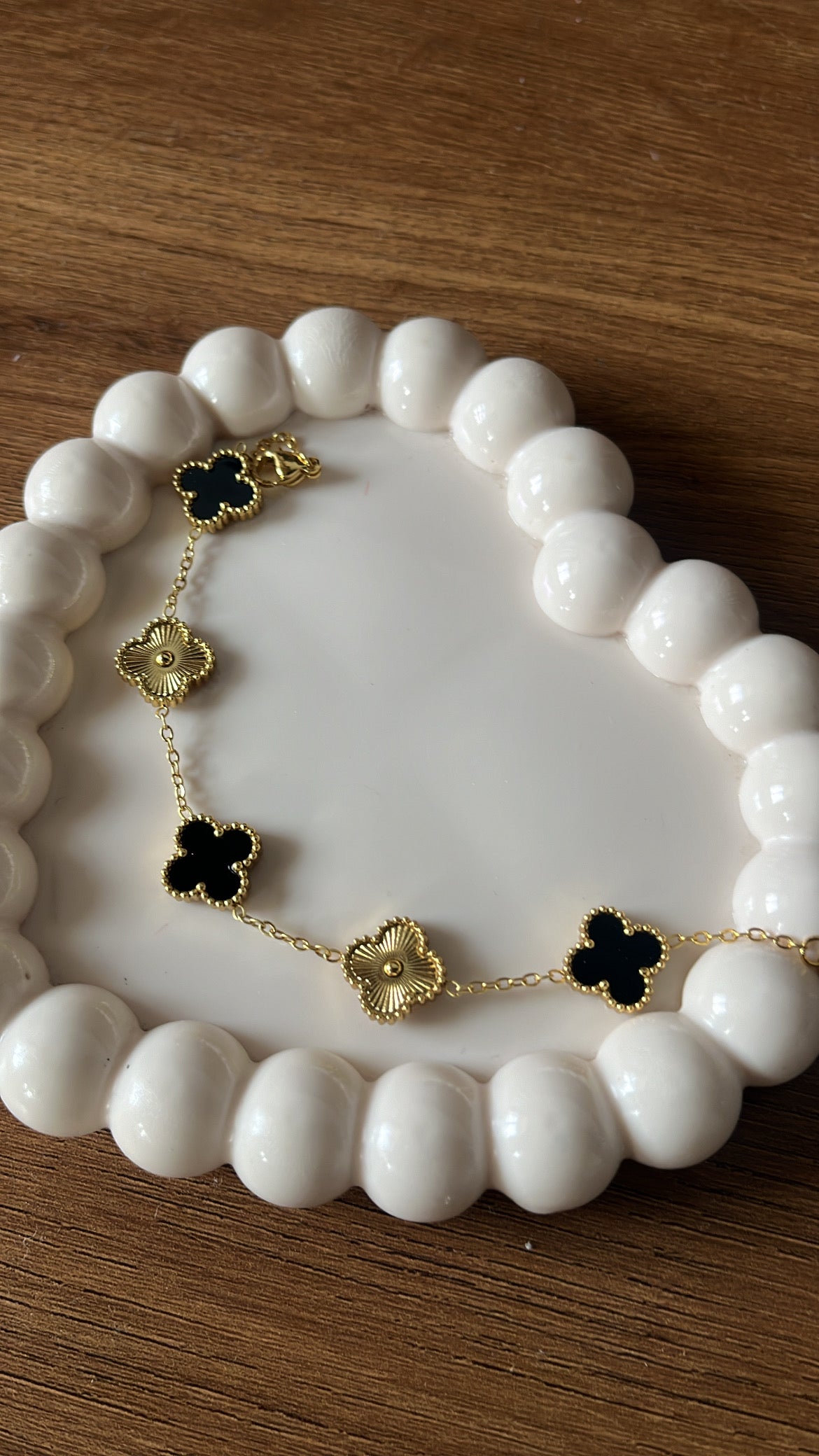 Black gold clover bracelet