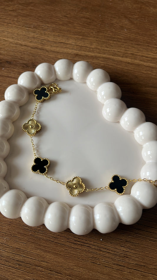 Black gold clover bracelet