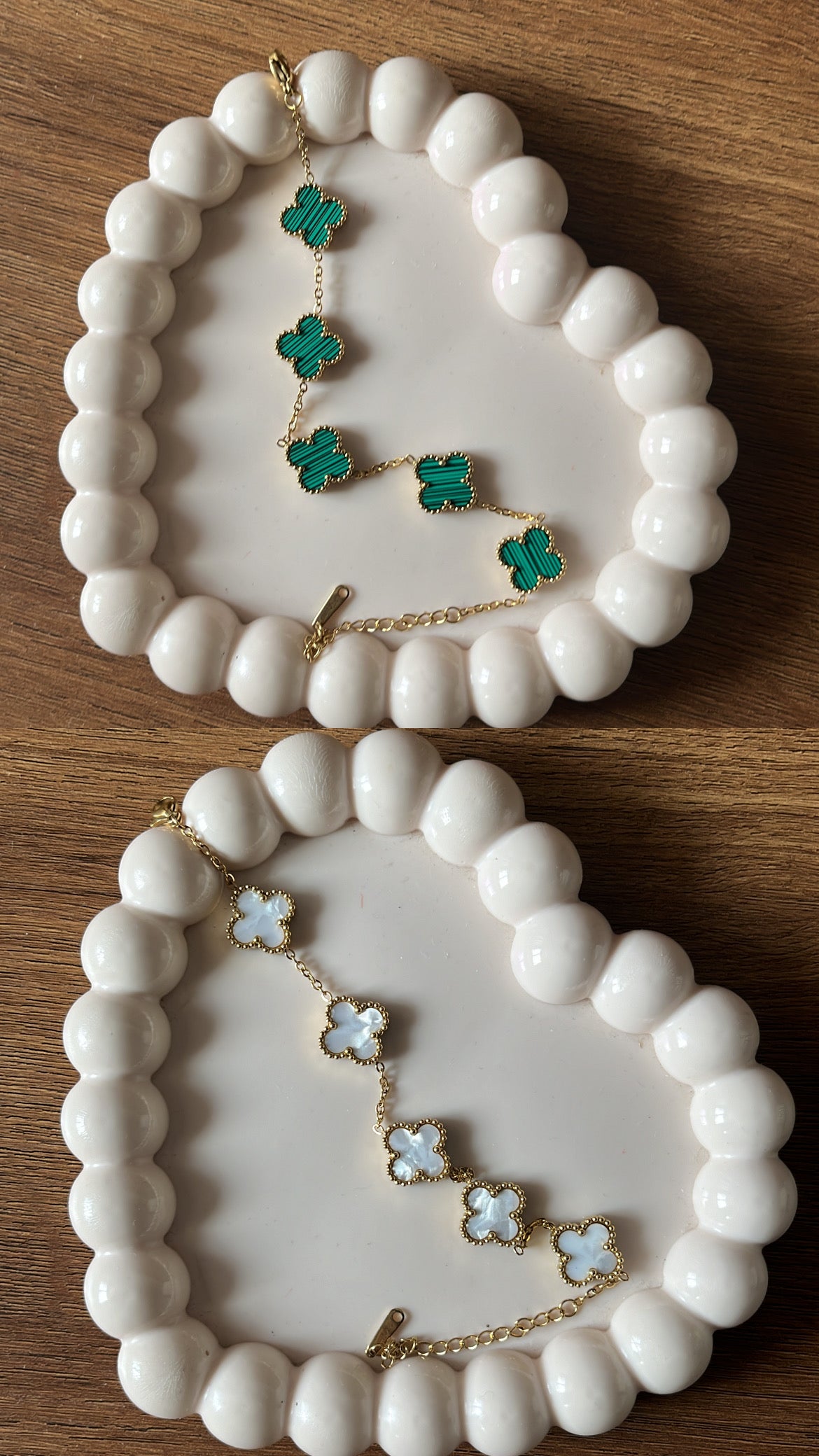 Green/white reversible bracelet