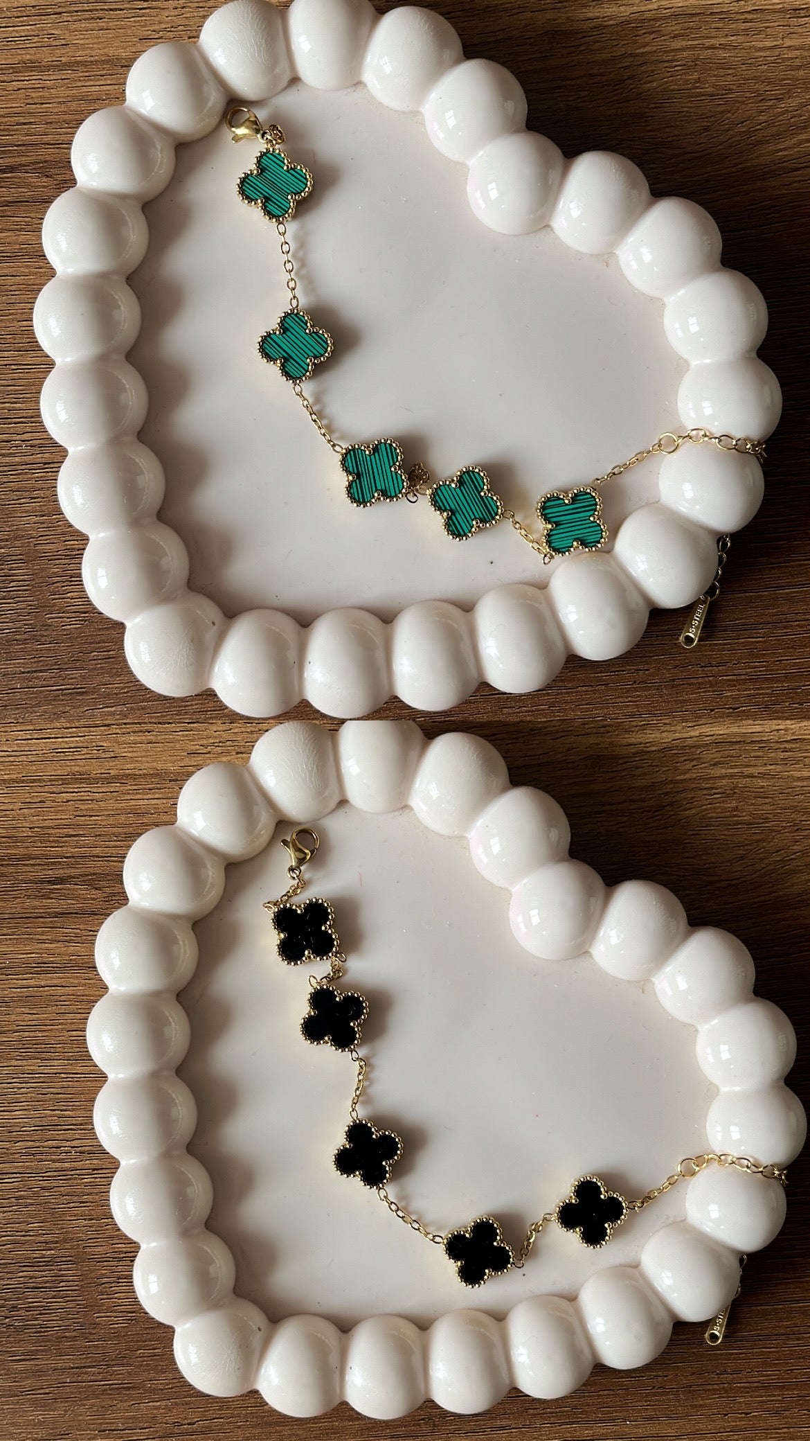 Green/ Black clover reversible bracelet