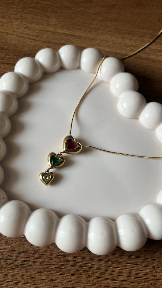 Heart Multi color Drop necklace