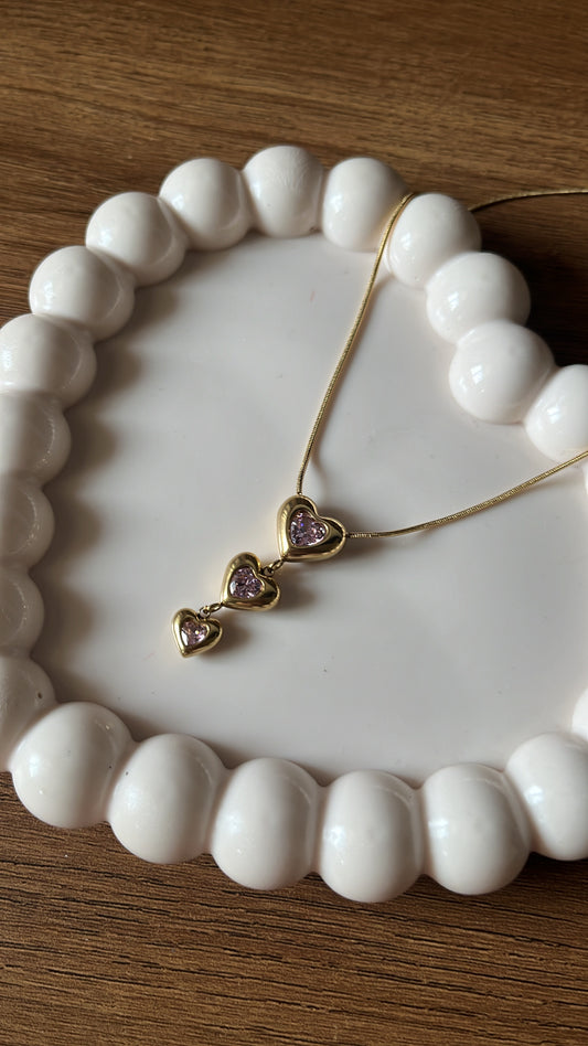 Heart Pink drop necklaces