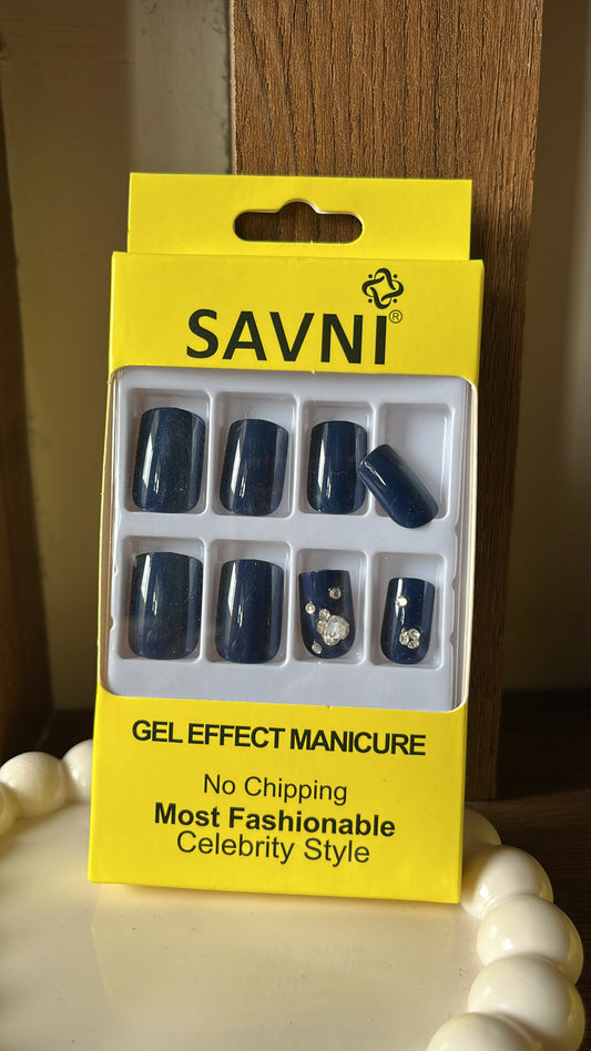 Navy Blue Stone nails