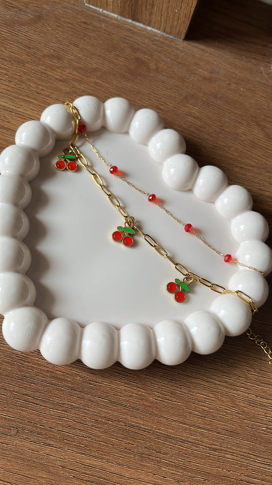 Cherry Charm - Double Chain Bracelet