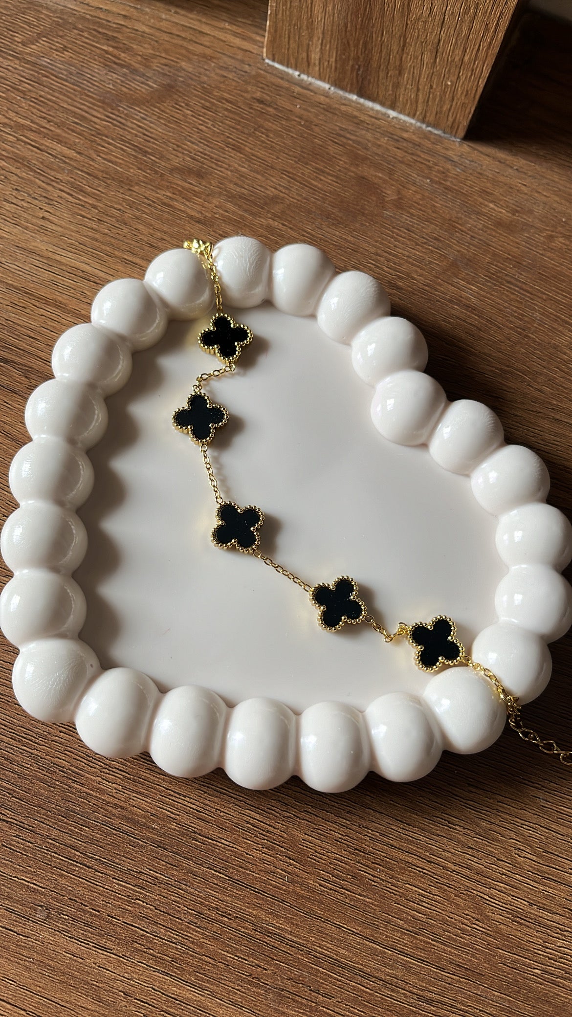 Clover Charm - Black Chain Bracelet