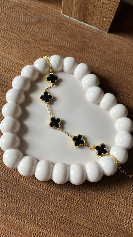 Clover Charm - Black Chain Bracelet