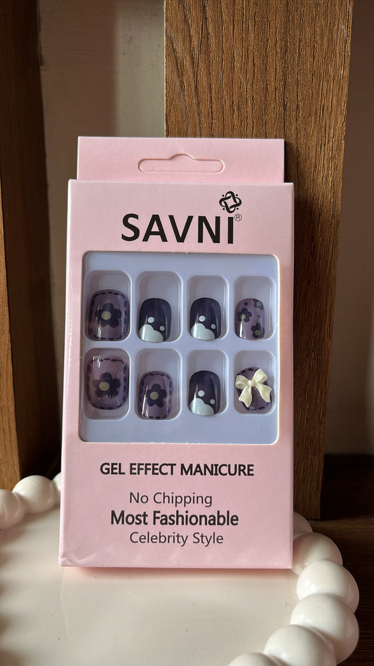 Purple Stone Nails