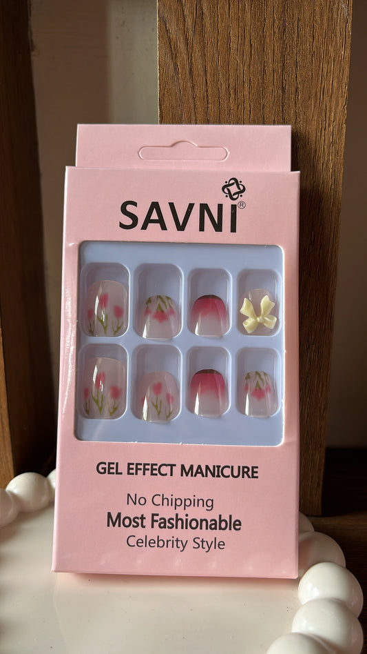 Ombre Bow Stone nails