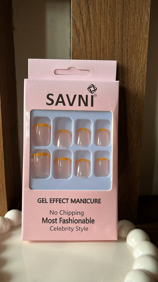Yellow French tip - Set of 12 nails