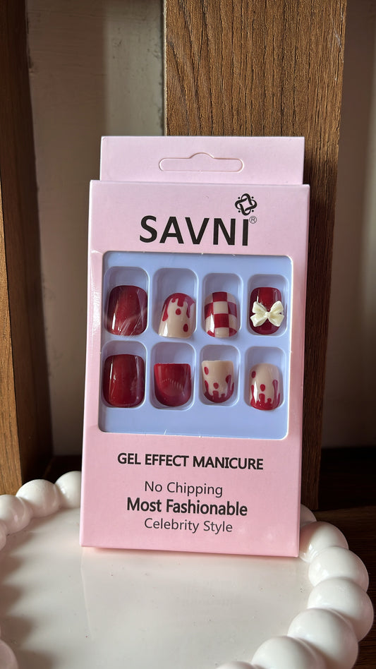 Maroon Bow Stone Nails