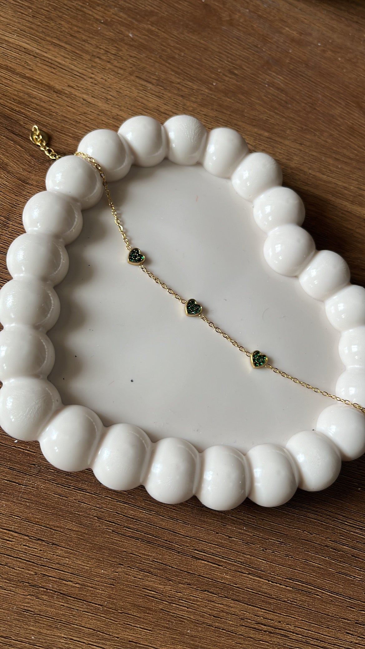 Heart Charm - Green Chain Bracelet