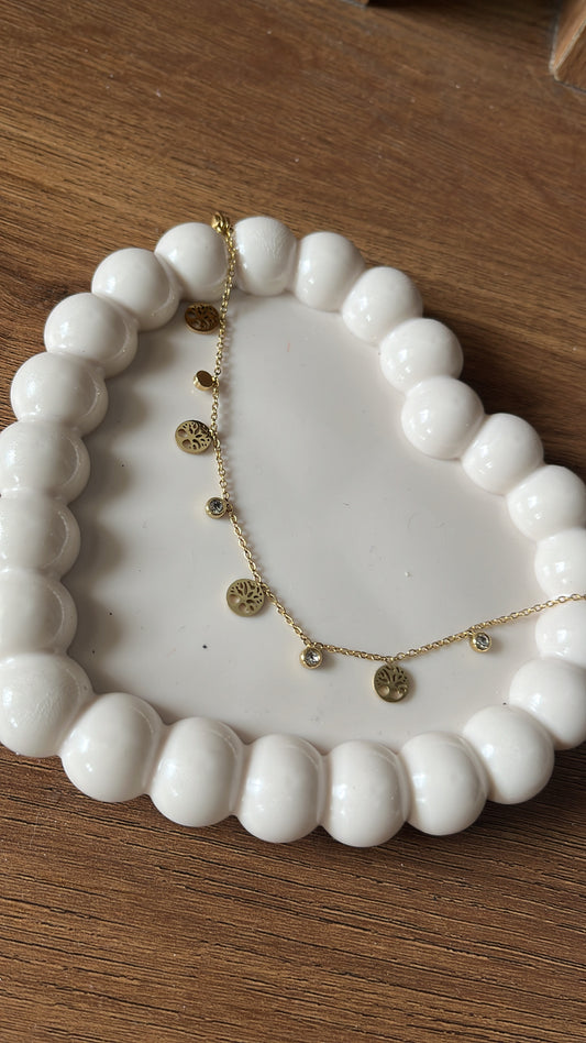 Tree Charm - White Chain Bracelet