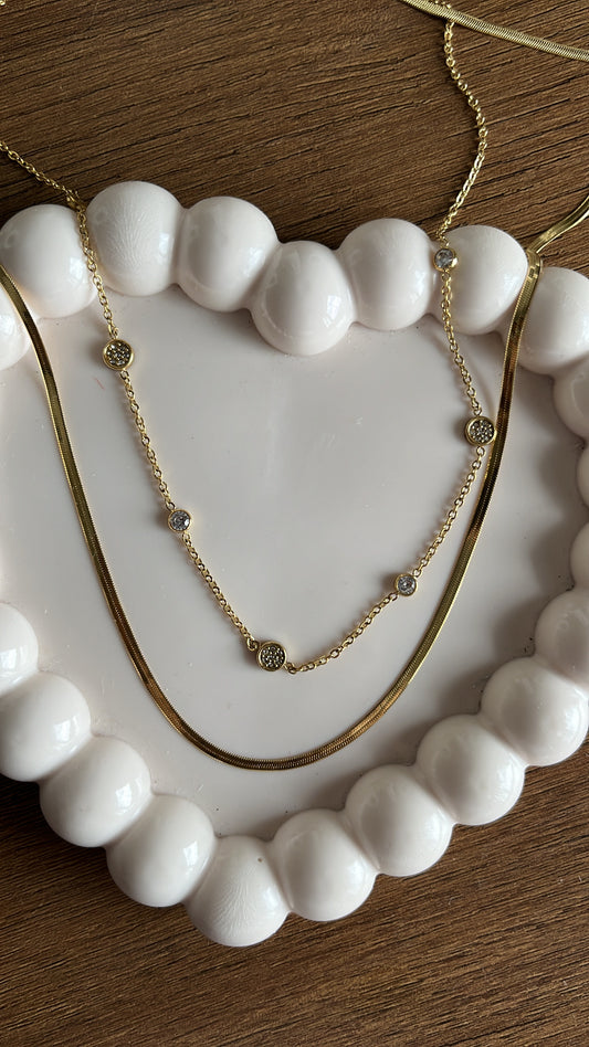 Double Layered Snake chain and AD necklace