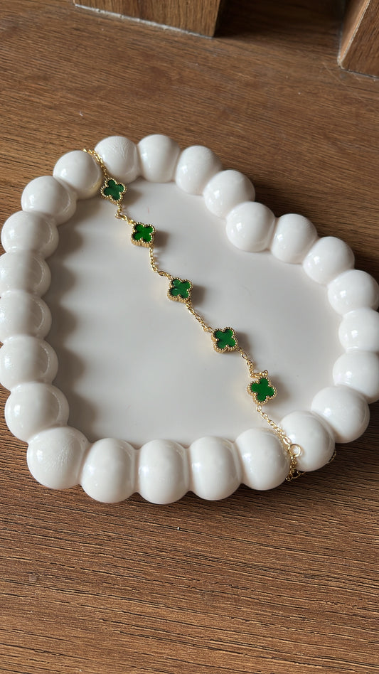 Clover Charm - Green Small Chain Bracelet