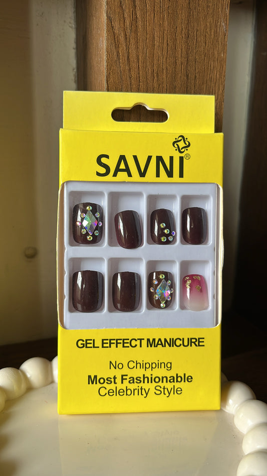 Maroon Stone Nails
