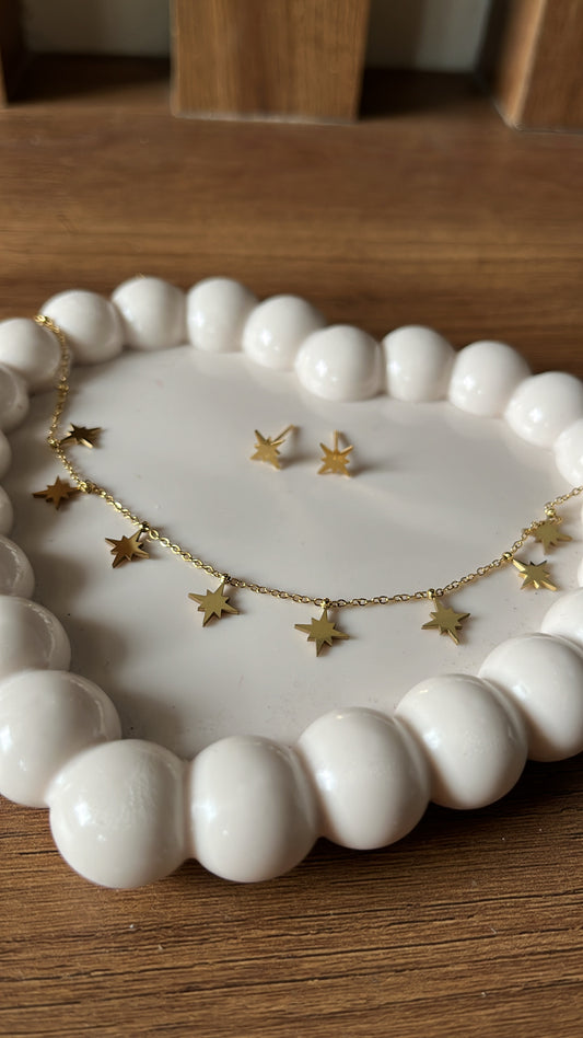 Point Star Necklace and Earrings combo