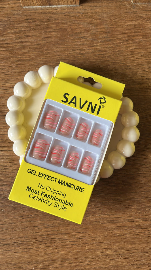 Pink Waves: 12 nails in a box - Premium Nails