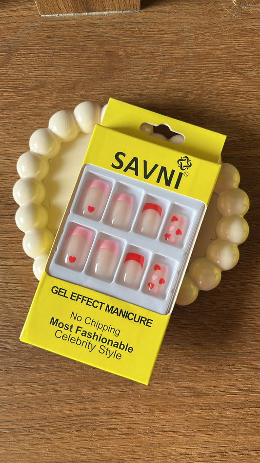 Pink Heart: 12 nails in a box - Premium Nails