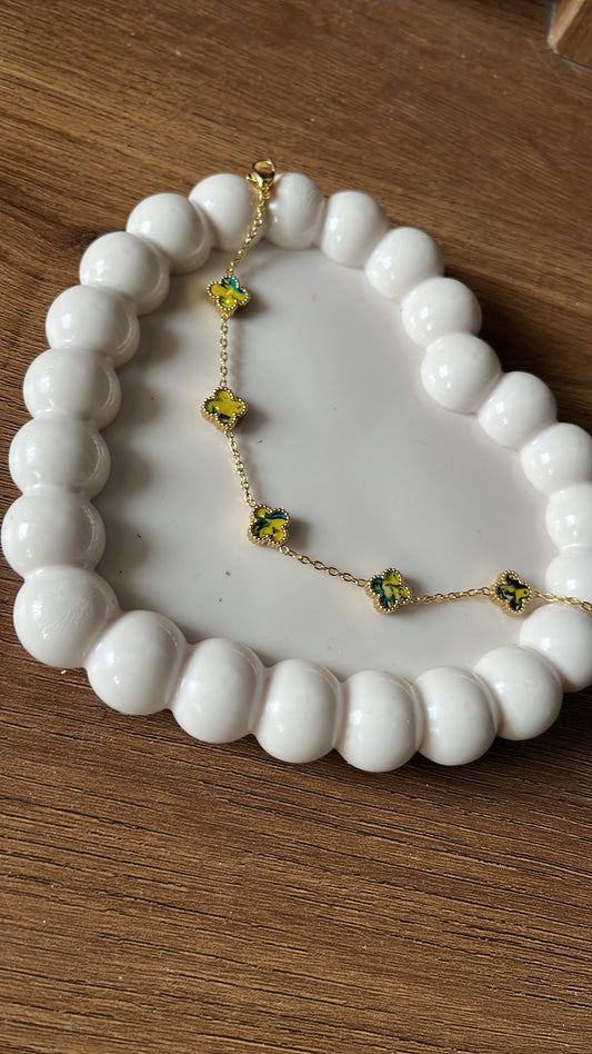 Clover Charm - Yellow Chain Bracelet